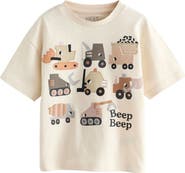 NEXT Kids' Oversize Beep Beep Digger Embroidered Cotton Graphic T-Shirt