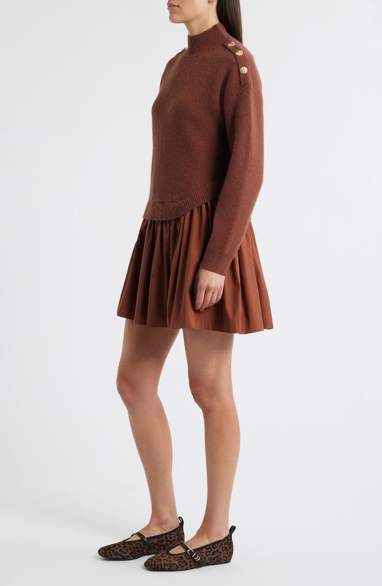 ZOE AND CLAIRE Chunky Long Sleeve Twofer Sweater Dress, Alternate, color, Brown