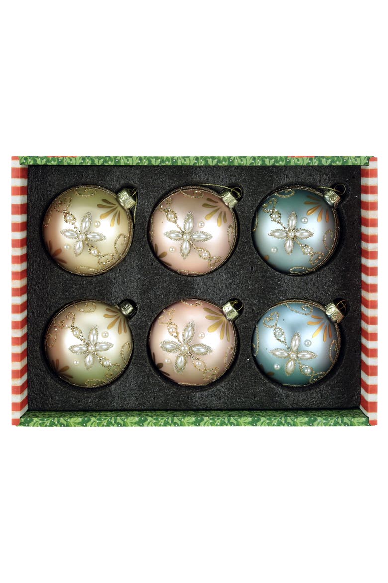 Floral Pearl Ornament, Box of 6, Alternate, color, Light Pink