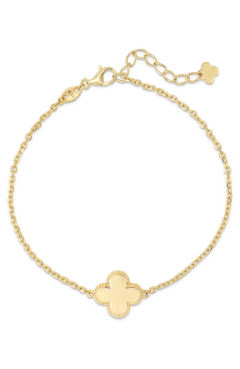 DEVATA Clover Charm Chain Bracelet in 14K Gold, Alternate, color, Yellow Gold