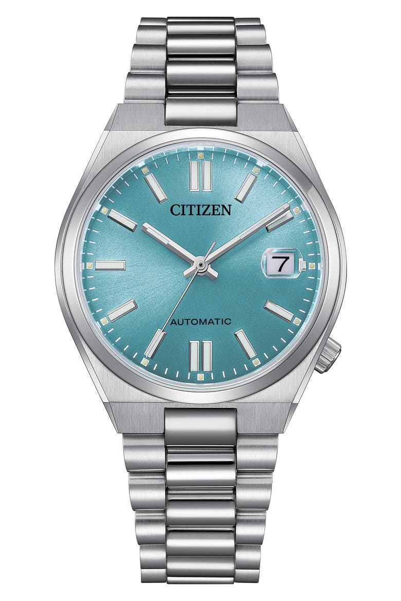 TSUYOSA Automatic Bracelet Watch, 37mm, Main, color, SILVER-TONE SKY BLUE