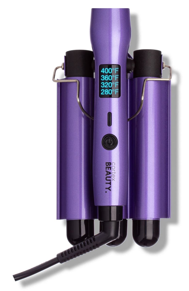 CORTEX BEAUTY Digital Wave Maker - 1-Inch Foldable Three-Barrel Waver, Alternate, color, Purple
