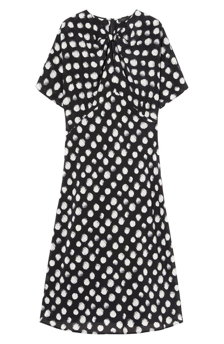 Marina Rinaldi Zuai Dot Print Silk Crêpe de Chine Dress, Alternate, color, Black