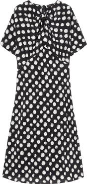 Marina Rinaldi Zuai Dot Print Silk Crêpe de Chine Dress