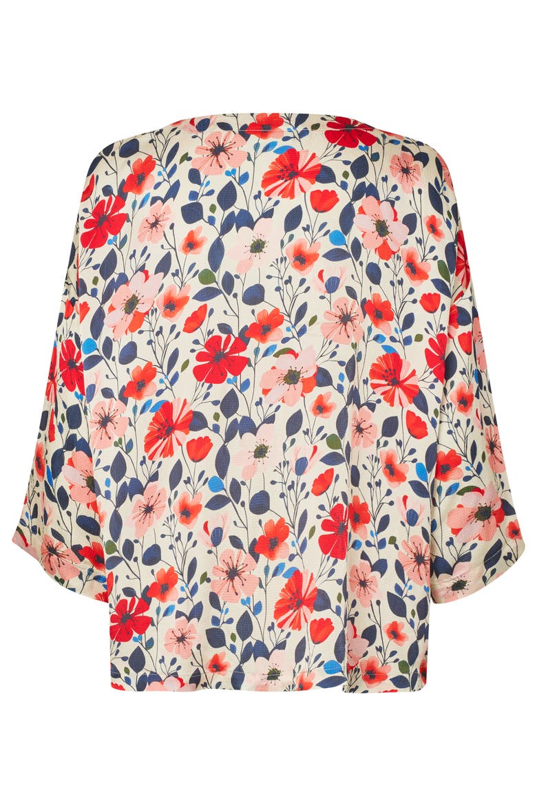 Round-Neck Relaxed Tunic Blouse, Alternate, color, Poinsettia