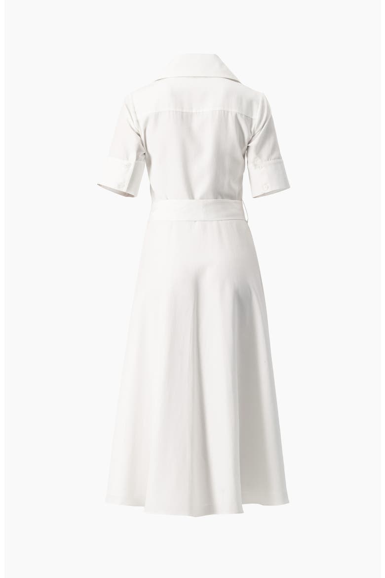 Patch-Pocket Belted Button-Front Midi Shirt Dress, Alternate, color, White