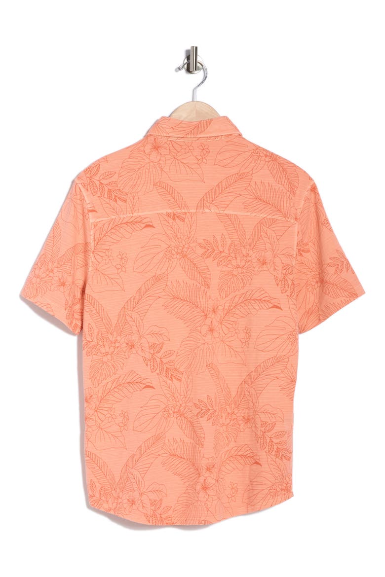 Floral Short Sleeve Button-Up Shirt, Alternate, color, PURE SALMON