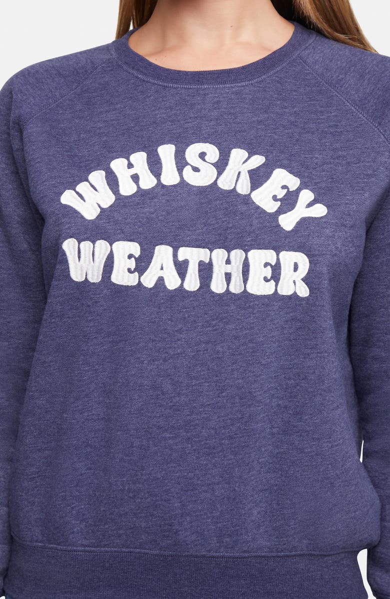 Wildfox Whisky Weather Keely Embroidered Sweatshirt, Alternate, color, Peacoat