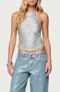 EDIKTED Kalana Metallic Fringe Open Back Camisole