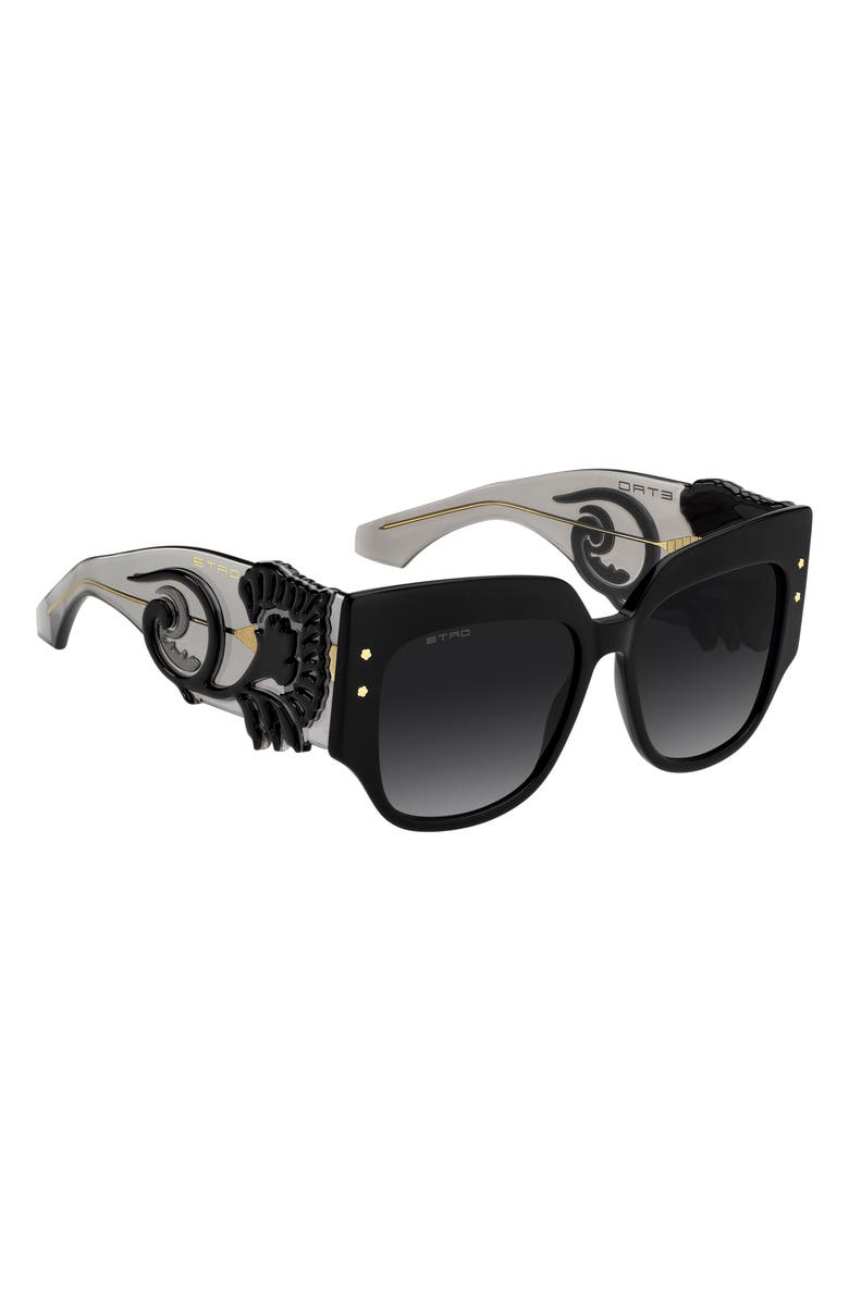 Etro Blossom 54mm Square Sunglasses, Alternate, color, Black/ Dark Grey Sf