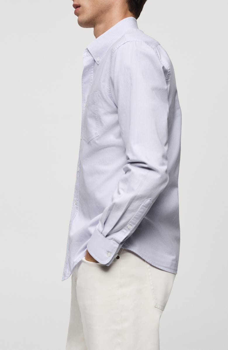 MANGO Kodak Stripe Regular Fit Poplin Button-Down Shirt, Alternate, color, Violet