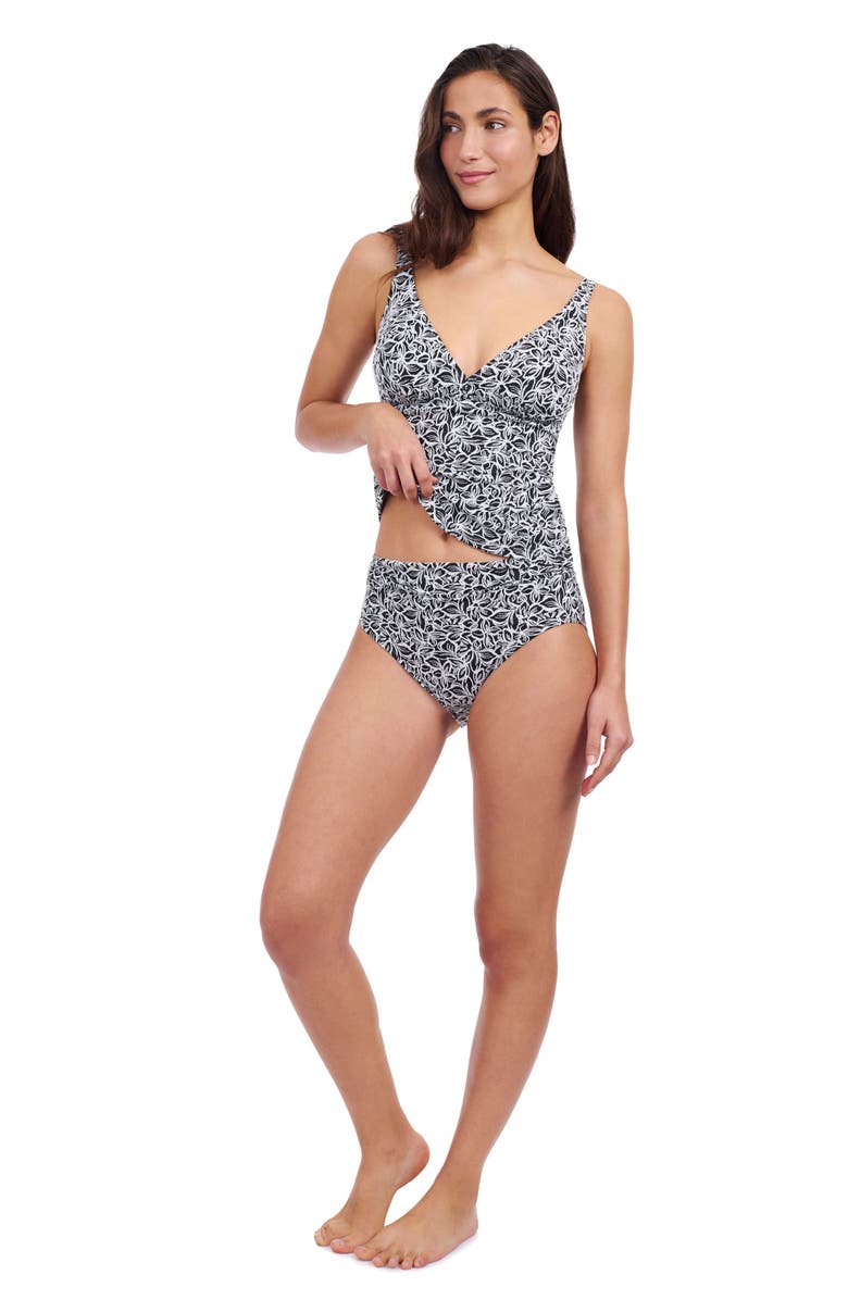 Profile by Gottex Plumeria D Cup V Neck Tankini, Alternate, color, Black & White