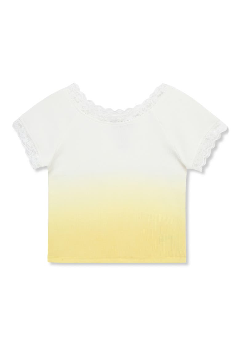 Kids' Dip Dye Lace Accent Cotton T-Shirt, Main, color, YELLOW
