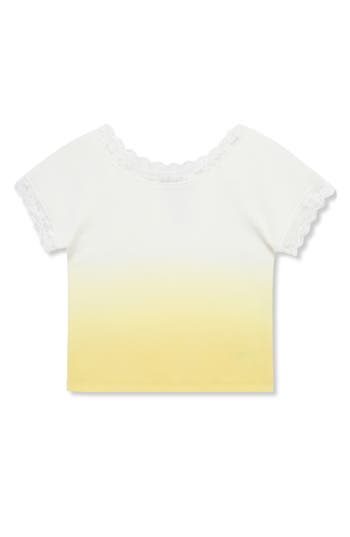 Truce Kids' Dip Dye Lace Accent Cotton T-shirt In Yellow