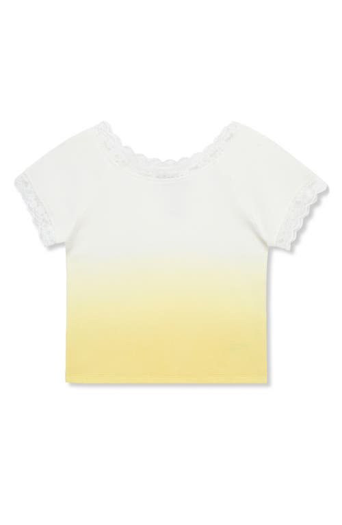 Shop Truce Kids' Dip Dye Lace Accent Cotton T-shirt In Yellow
