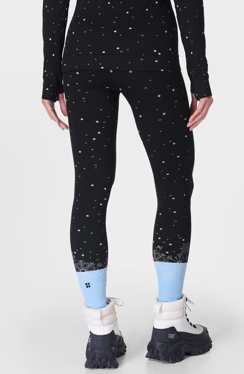 Sweaty Betty Snowflake Jacquard Base Layer Leggings, Alternate, color, Blue Snowflake Jacquard
