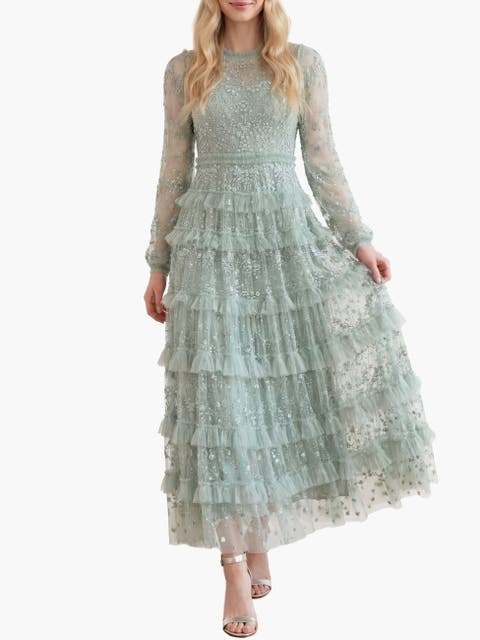 Blossom Lace Frill Layered Maxi Dress