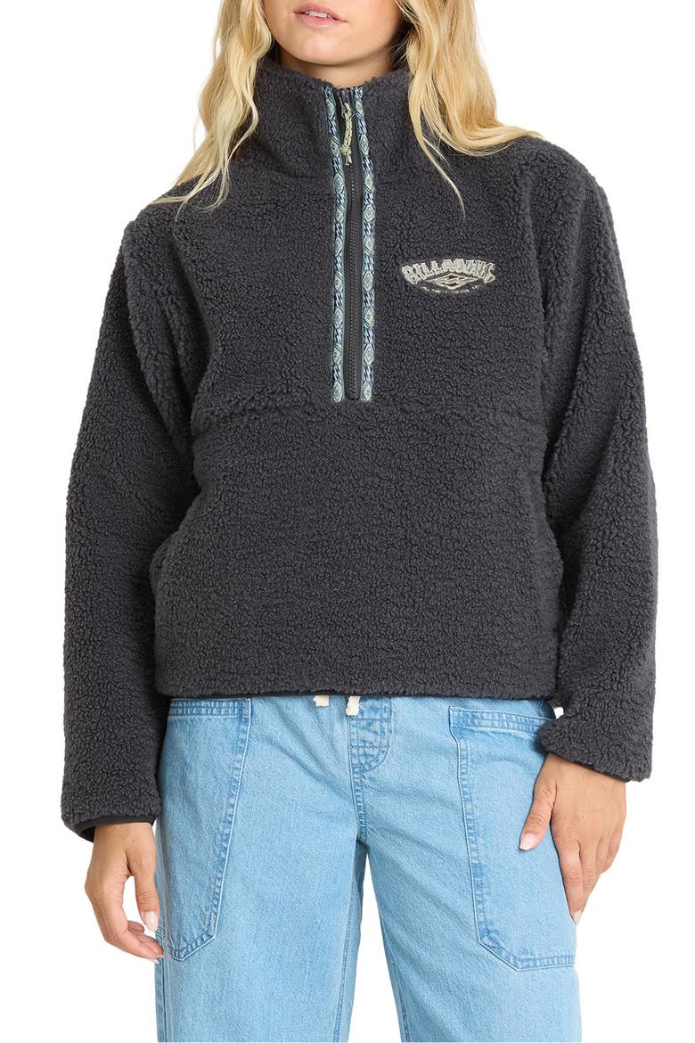 Horizon Quarter Zip High Pile Fleece Pullover, Main, color, BLACK SANDS