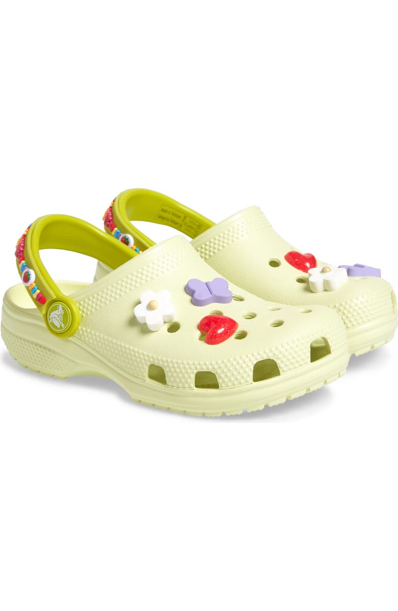 CROCS Kids' Classic Friendship Bracelet Clog with Jibbitz<sup>™</sup> Shoe Charms, Main, color, Frothy Green