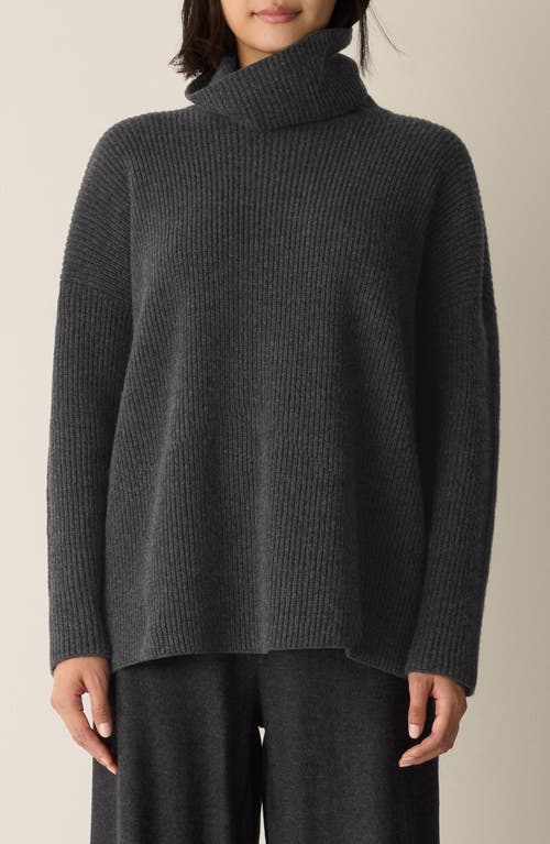 Eileen Fisher Recycled Wool Cashmere Turtleneck Top In Gray