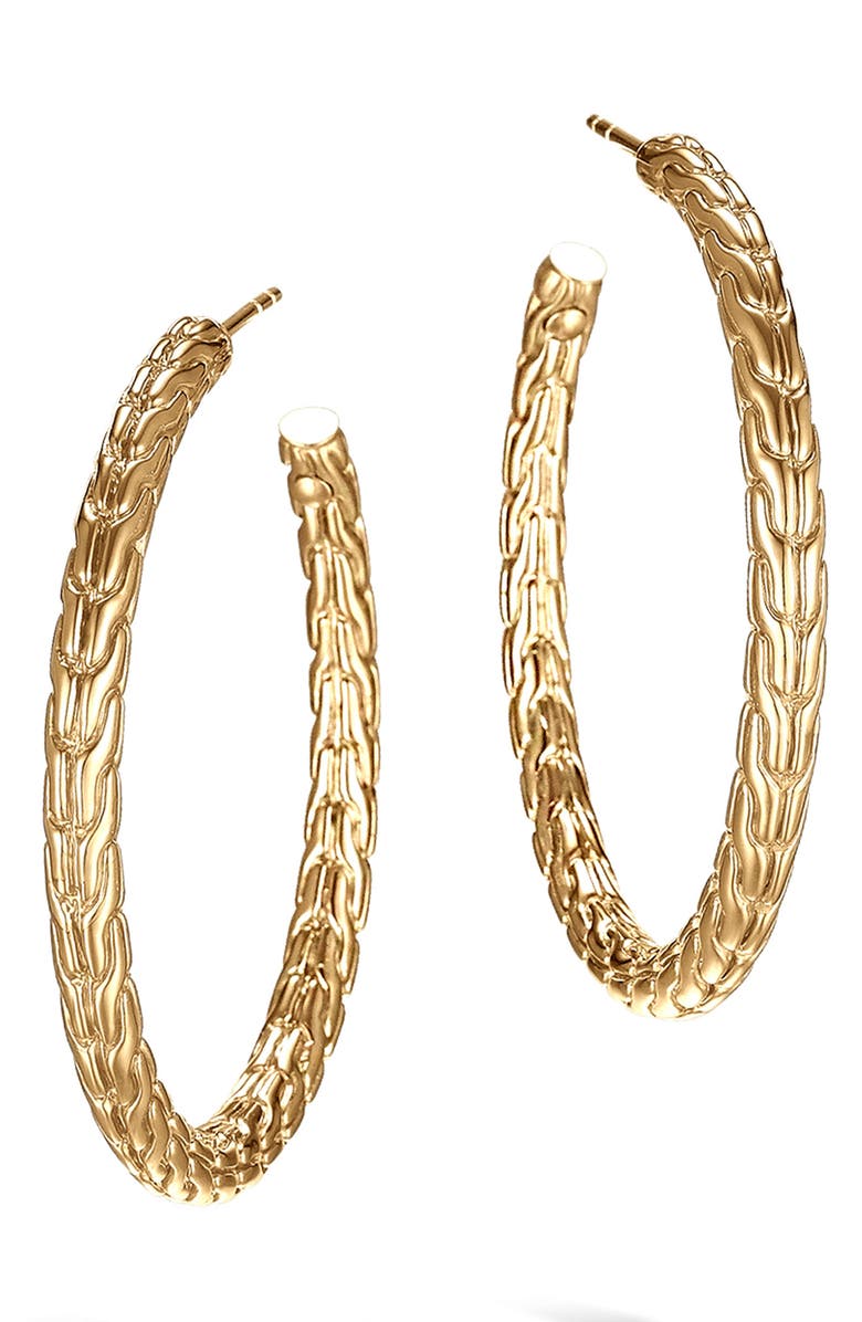John Hardy Classic Chain 18k Gold Medium Hoop Earrings, Main, color, 