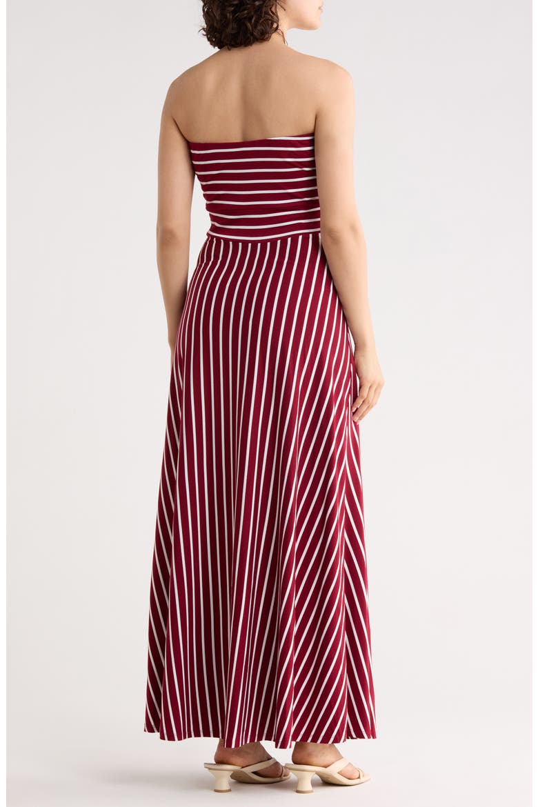 WEST KEI Striped Strapless Maxi Dress, Alternate, color, WINE STRIPE