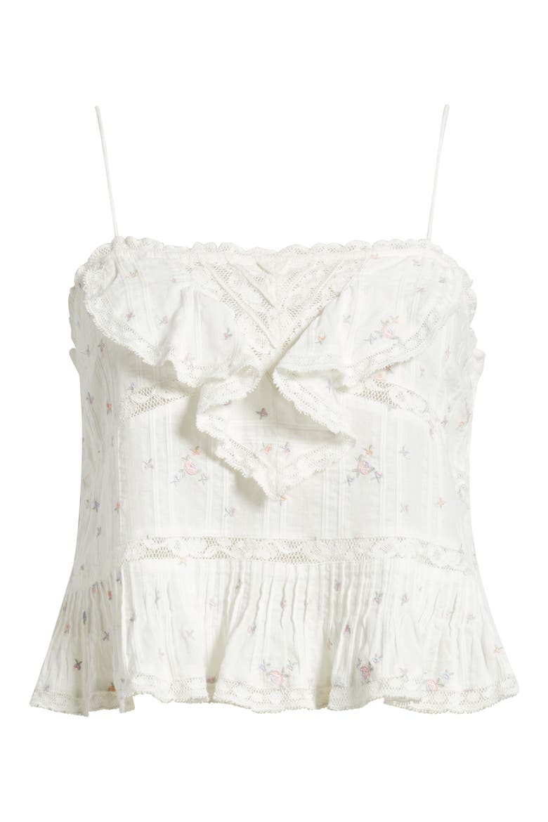 Ondeline Embroidered Ruffle Camisole, Alternate, color, SUN BLEACHED MEADOW