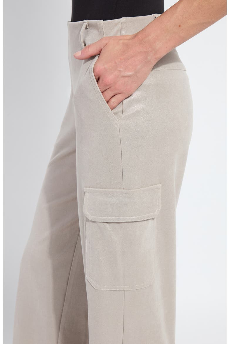Metallic Faux Suede Cargo Pants, Alternate, color, LIQUID SOFT TAUPE