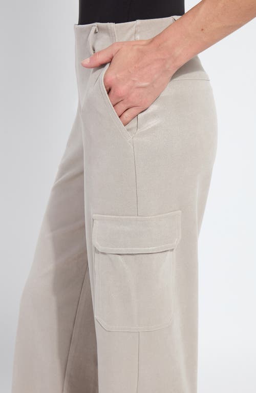 Lyssé Callie Patent Foil Vegan Suede Cargo Pant In Gray
