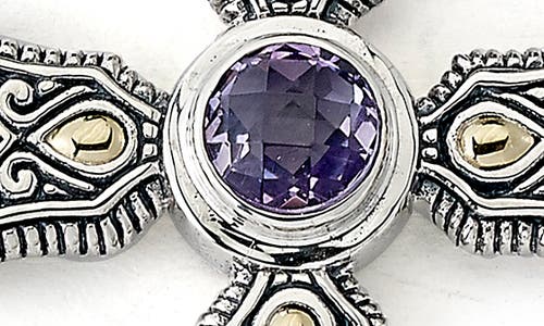 Samuel B. Sterling Silver & 18k Gold Semiprecious Stone Cross Pendant In Amethyst