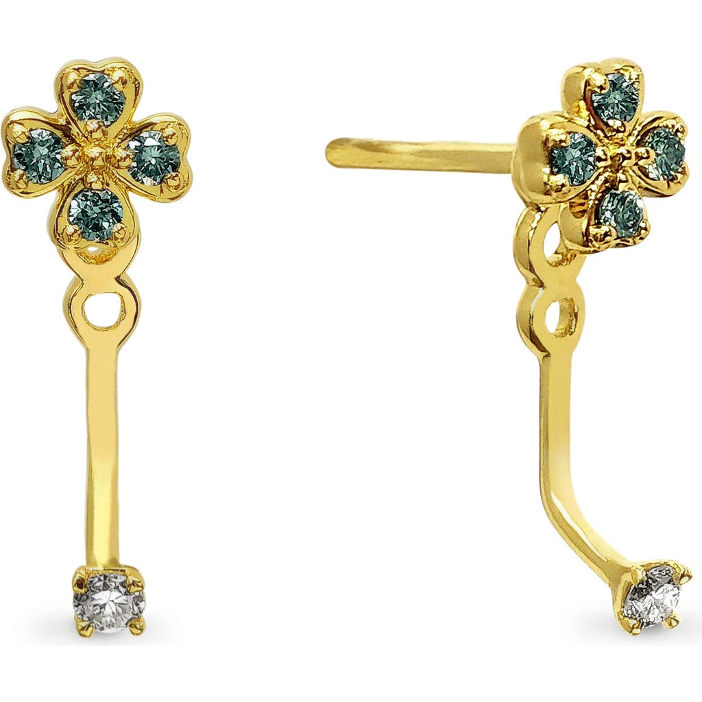 Pascal Lucky Clover Earring Jackets, Green Diamond Pavé