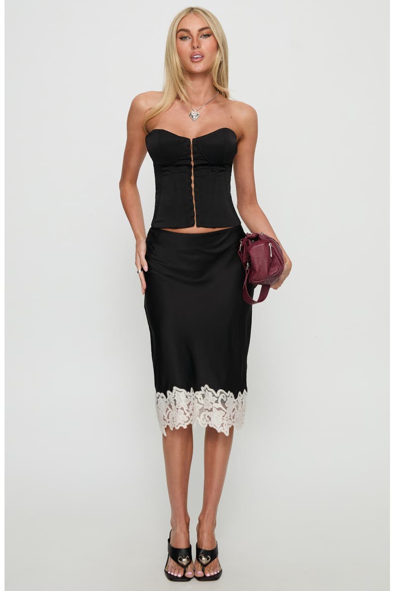 Afelia Lace-Up Strapless Corset Top, Alternate, color, BLACK