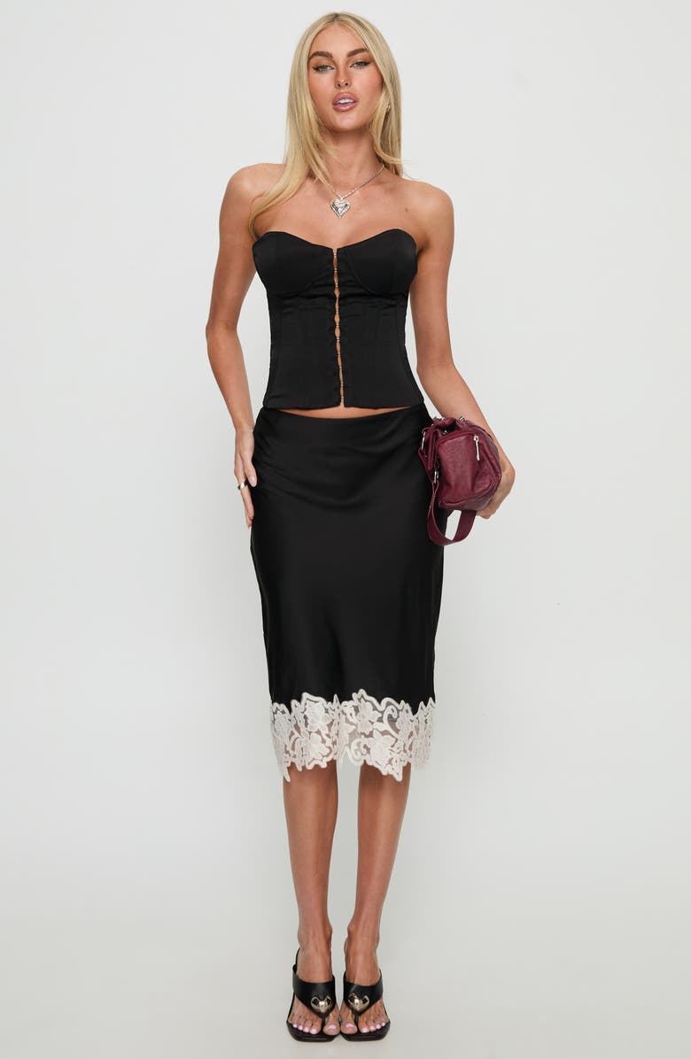 Princess Polly Afelia Lace-Up Strapless Corset Top, Alternate, color, Black