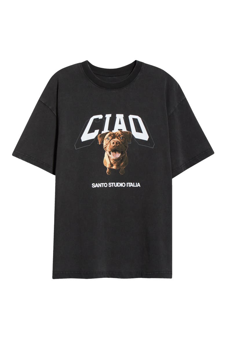 Ciao Drappo Boxy Fit Cotton Graphic T-Shirt, Alternate, color, BLACK