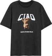 SANTO STUDIO Ciao Drappo Boxy Fit Cotton Graphic T-Shirt