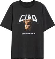 SANTO STUDIO Ciao Drappo Boxy Fit Cotton Graphic T-Shirt