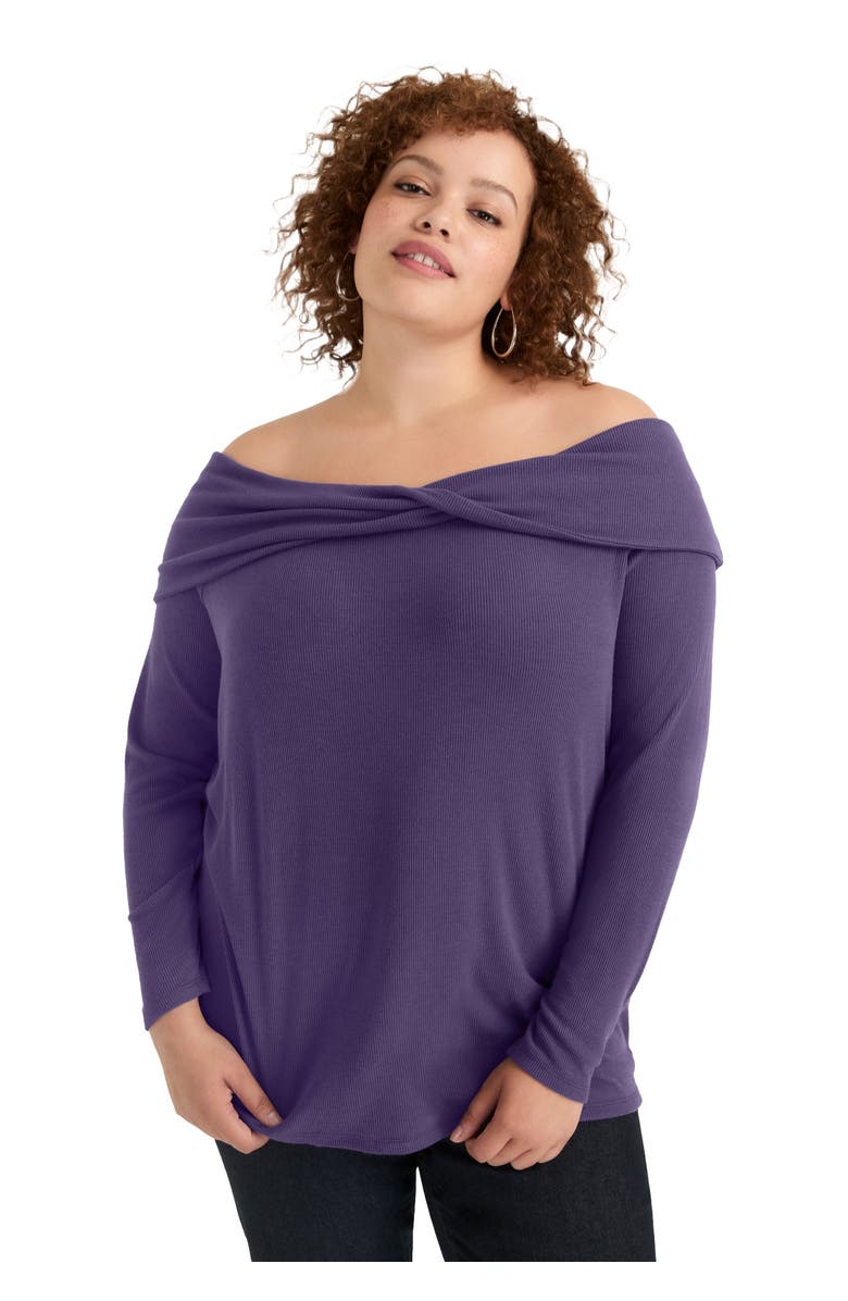 June + Vie Off-The-Shoulder Top, Main, color, Purple Reign
