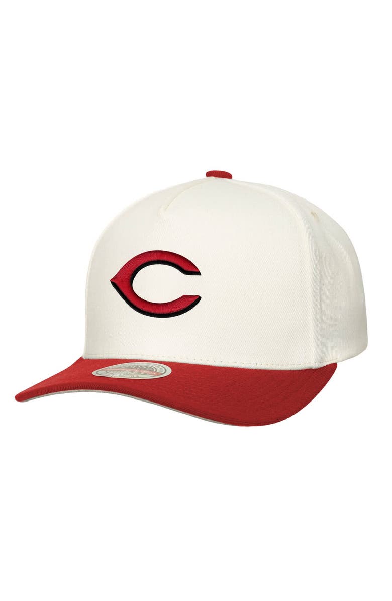 Mitchell & Ness Men's Mitchell & Ness Cream Cincinnati Reds Stretch-Snapback Hat, Main, color, Cream