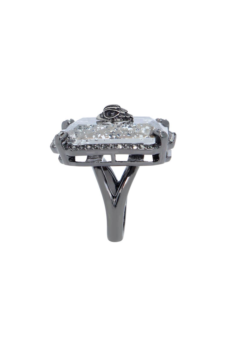 Kurt Geiger London Eagle's Head Crystal Cocktail Ring, Alternate, color, Black Patina