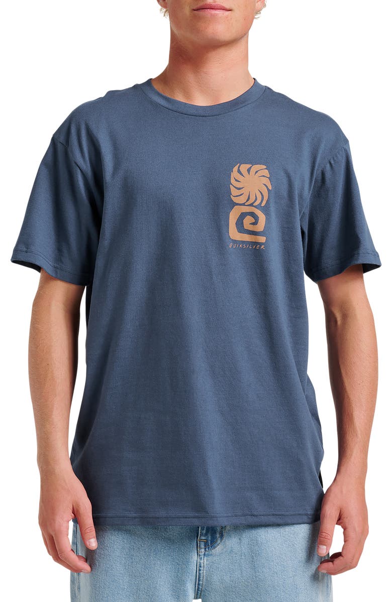 Quiksilver Peaceful Livin' Cotton Blend Graphic T-Shirt, Main, color, Navy