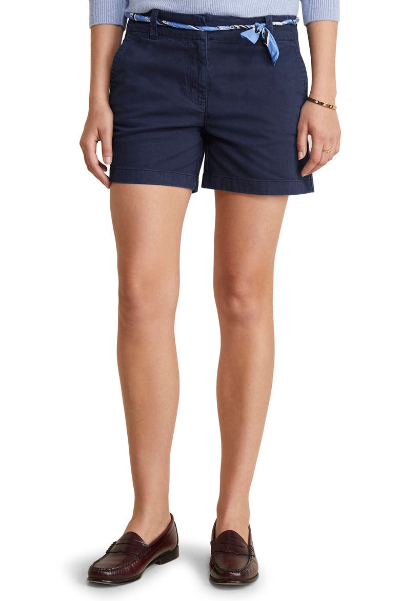 Herringbone Stretch Cotton Shorts, Main, color, NAUTICAL NAVY