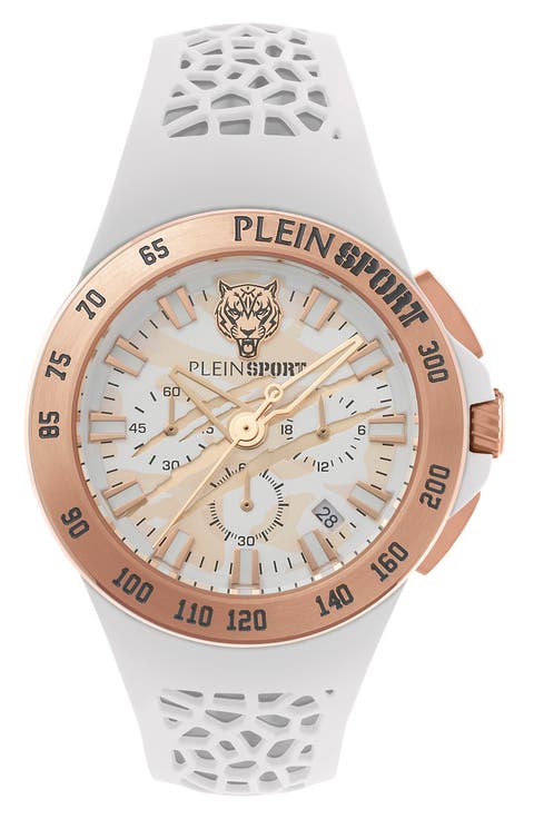 Camo Dial Three-Hand Quartz Silicone Strap Watch, 43mm