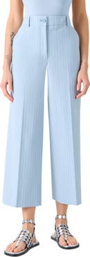 Akris punto Chiara High Waist Cotton Stretch Seersucker Crop Pants