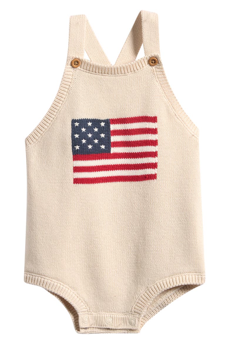 Flag Jacquard Organic Cotton Knit Bubble Romper, Main, color, AMERICAN FLAG