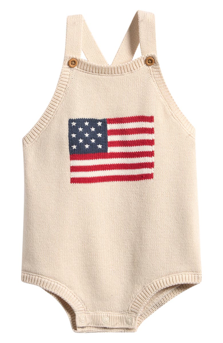 Little Planet Flag Jacquard Organic Cotton Knit Bubble Romper, Main, color, American Flag