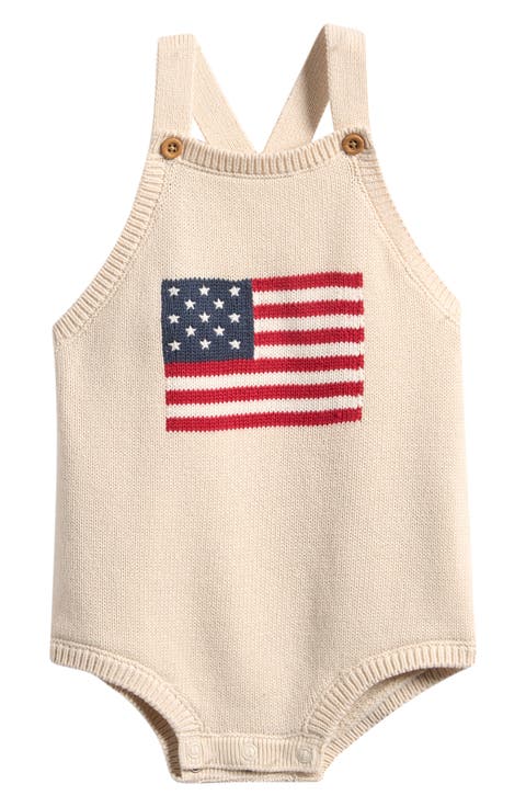 Flag Jacquard Organic Cotton Knit Bubble Romper (Baby)