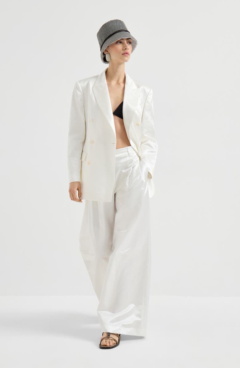 Brunello Cucinelli Satin blazer with monili, Alternate, color, White
