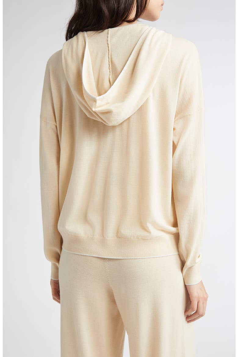 Merino Wool Zip Hoodie, Alternate, color, BEIGE AND WHITE