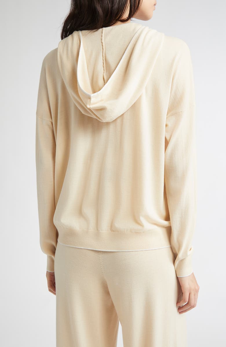 Eleventy Merino Wool Zip Hoodie, Alternate, color, Beige And White
