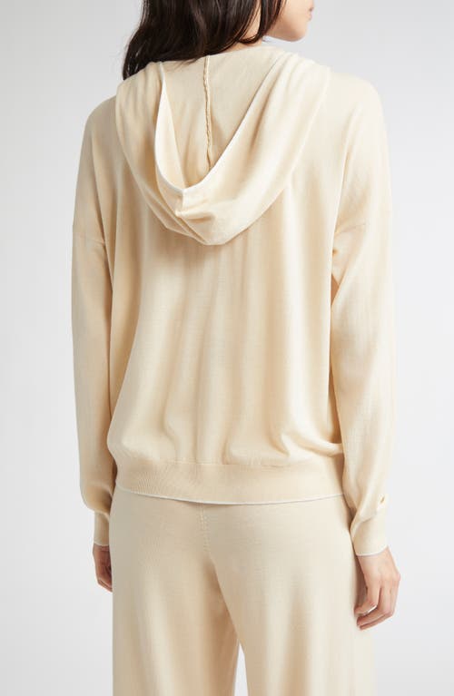 Eleventy Merino Wool Zip Hoodie In Neutral